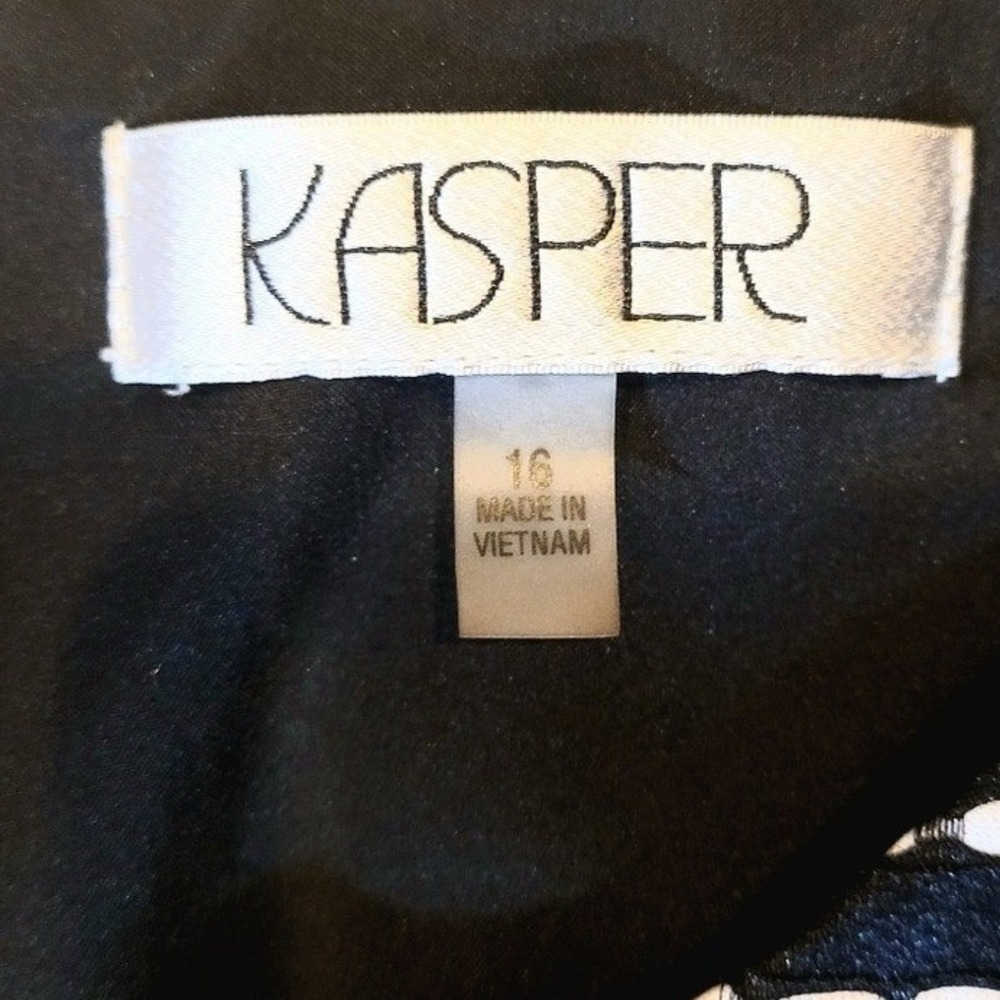 Kasper‎ Shift Dress Black 16 LBD Art Deco Fan Geometric Openwork Office Cocktail - Picture 2 of 9